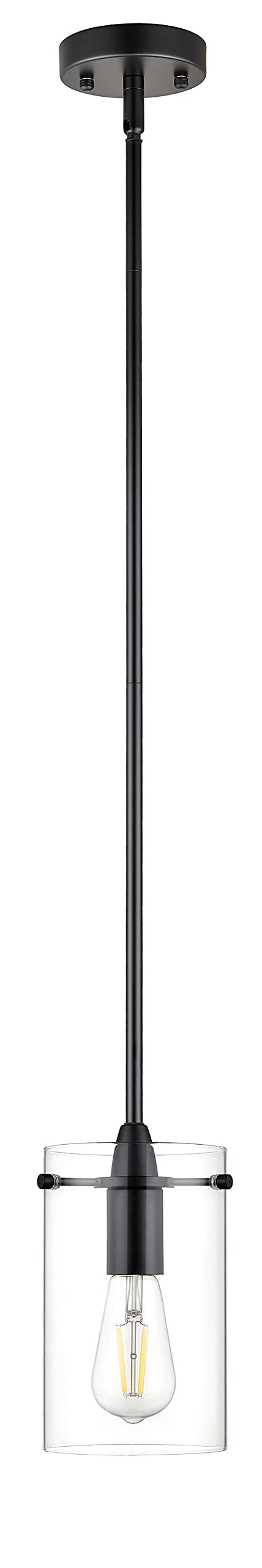 Linea di Liara Black Pendant Light Fixture - Medium Clear Glass - Model LL-P313-BLK