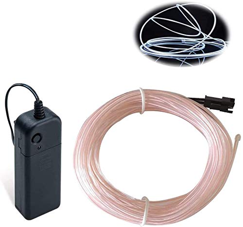 MaxLax EL Wire Neon Lights Strip, 10M/32.8FT, White, Battery Pack, 360° Cuttable, Plastic, Model 733631e2-8ea0