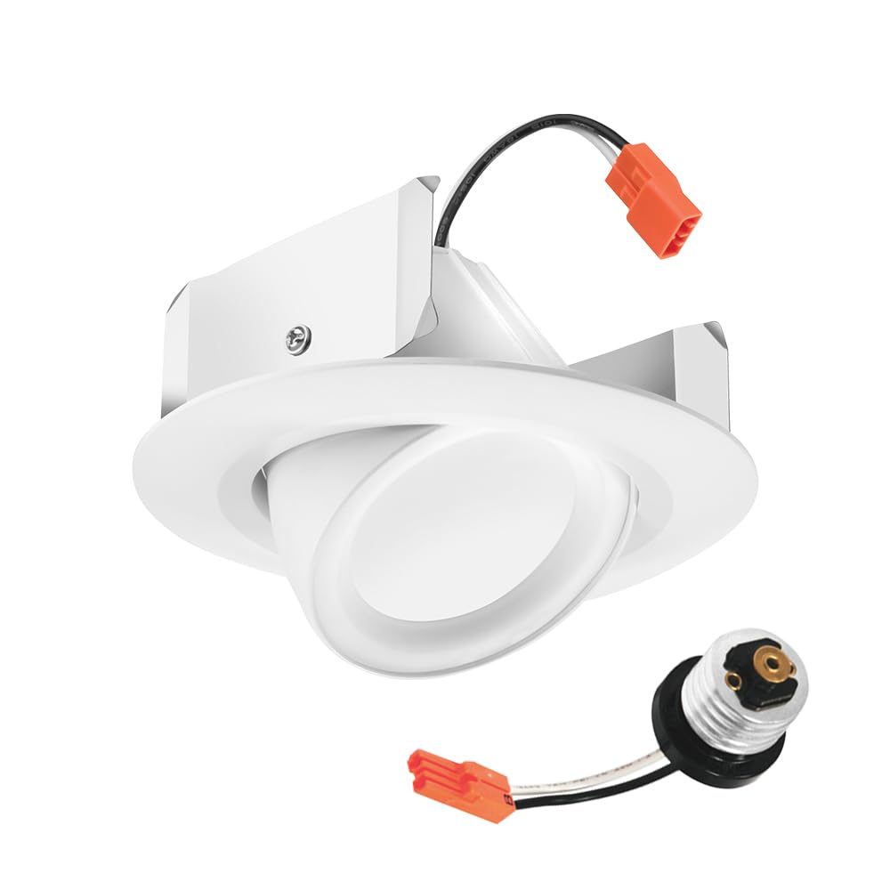Juno RB4A SWW5 MW M6 RetroBasics Adjustable LED Downlight Trim Kit, Baffle, Switchable CCT 2700K, 3000K, 3500K, 4000K, 5000K, Ma