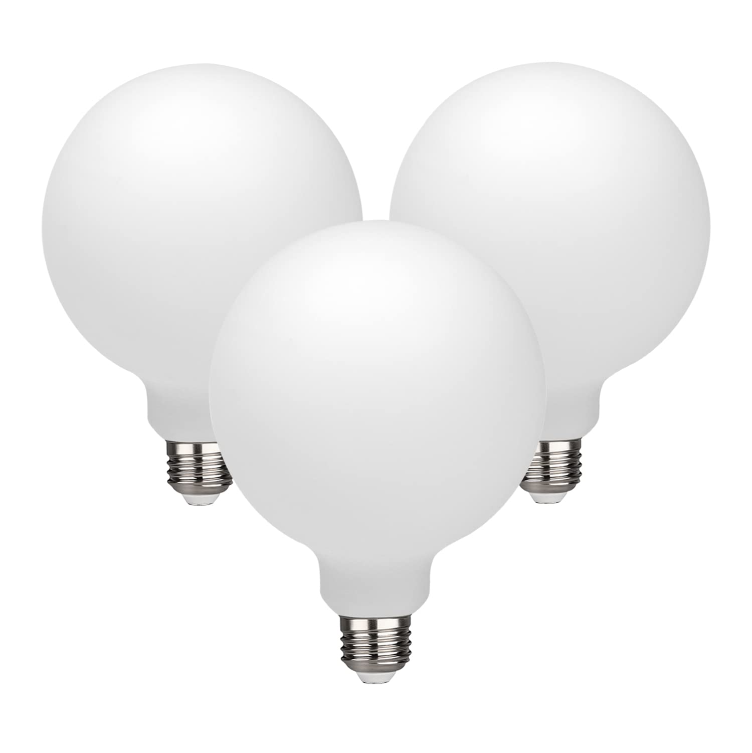 KGC LED Edison Globe Light Bulbs, 5W Equivalent to 40W, Dimmable, G80, Neutral White 4000K, Pack of 6, Milky Glass