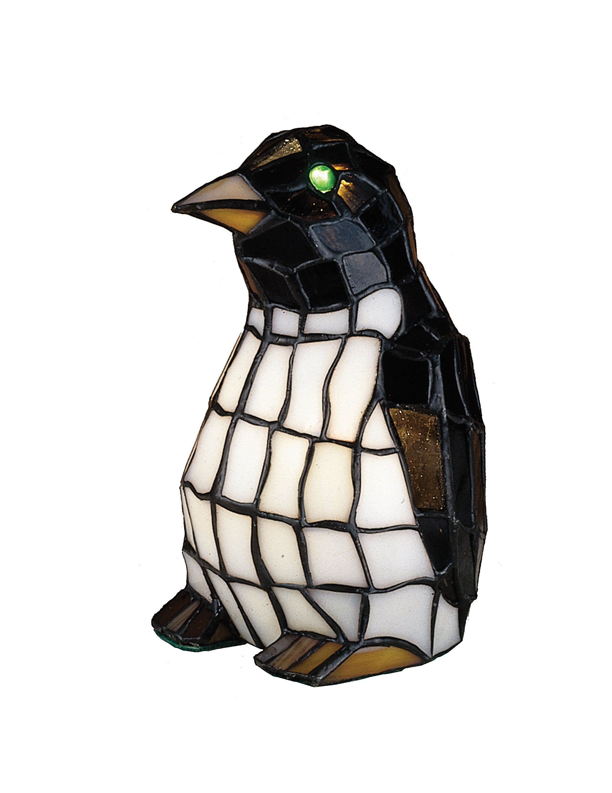Meyda Tiffany Penguin Tiffany Glass Accent Lamp, 8in H, Model 18470, Multicolor