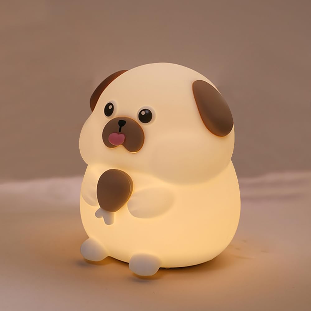 S Nmt Cute Dog Silicone Night Light 7 Colors Changeable 3 Brightness Rechargeable Timing Sleeping Lamp Kawaii Cordless Night Lig