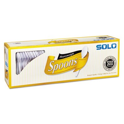 Solo Cup Company Heavyweight Plastic Cutlery, Spoons, White, 6 In, 500/Carton