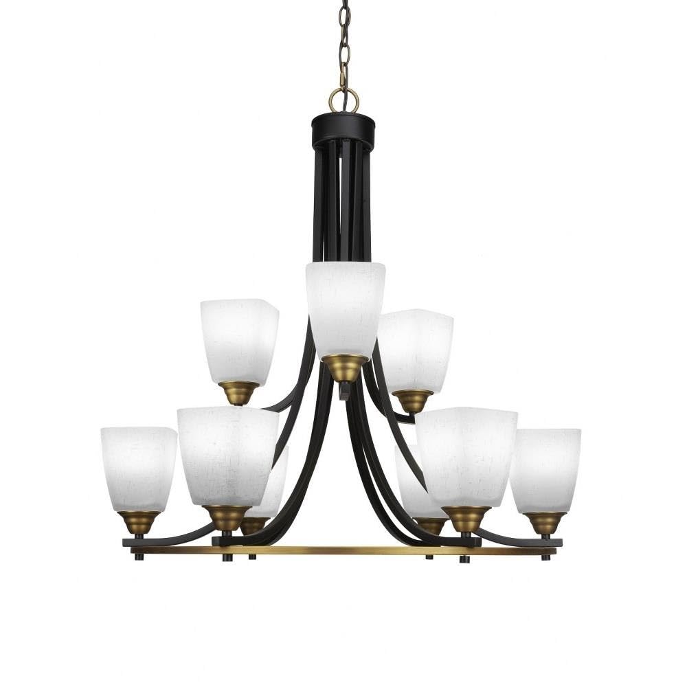 Toltec Lighting Paramount 9 Light Chandelier in Matte Black & Brass (3409-MBBR-460)