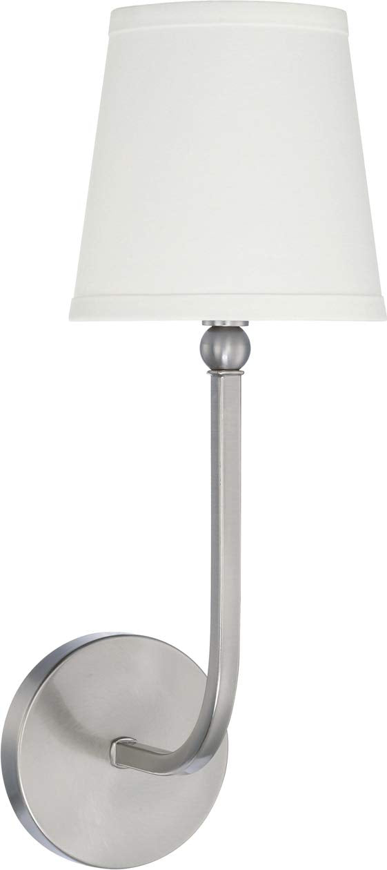 Capital Lighting 619311Bn-674 Dawson Decorative White Fabric Stay-Straight Shade Wall Sconce, 1-Light 60 Watt, 17'' H X 6'' W, B