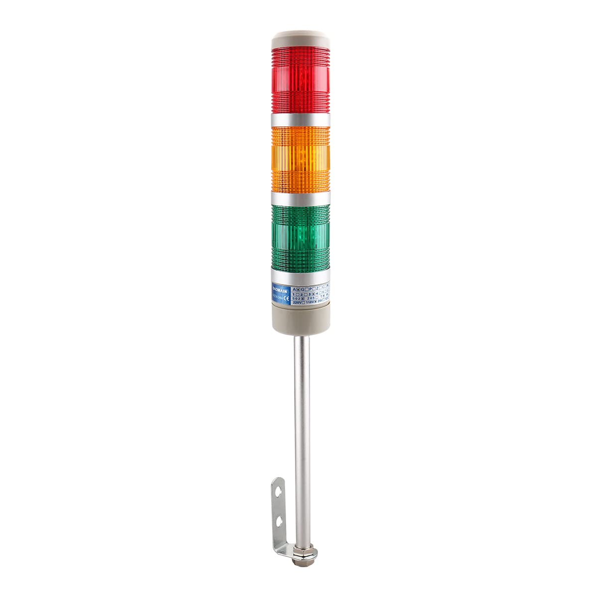 Baomain Industrial Signal Light Column Led Alarm Round Tower Light Indicator Flash Light Warning Light Lta-502Wj Buzzer Red Green Yellow Dc 12V