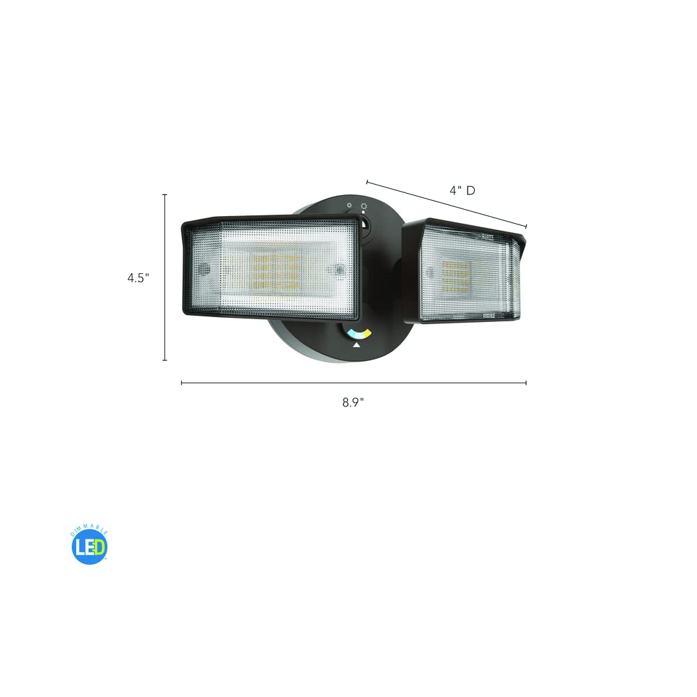 Lithonia Lighting HGX LED Outdoor Floodlight, 2-Lights, Adjustable Output, Bronze, Photocell, Model HGX LED 2SH ALO SWW2 120 PE DDB