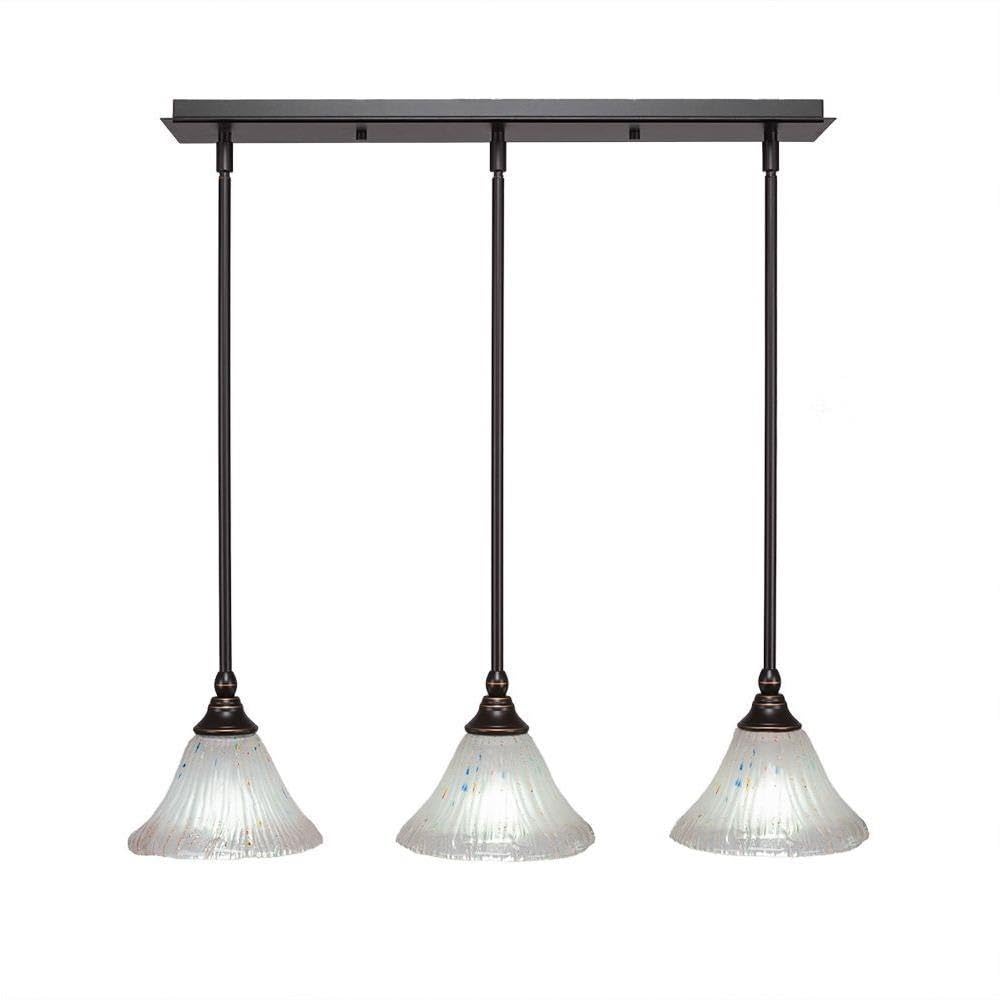Toltec Lighting 25-Dg-751 3 Light Multi-Light Mini Hang Straight Swivel Pendant With Frosted Crystal Glass, 7&quot;, Dark Granite