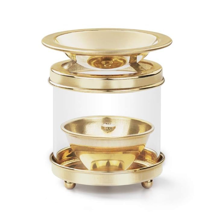 True Decor 5 Inches Camphor Diffuser/Aroma Incence Burner/Kapoor Dani Brass Akhand Diya for Puja with Borosilicate Glass Cover |