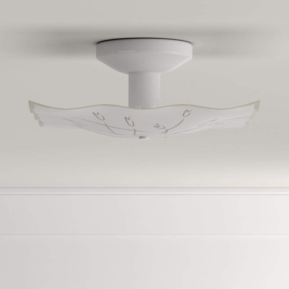 Progress Lighting P4962-30 Close-to-Ceiling Light, 12in Diameter x 5.5in Height, Alloy Steel, Etched White