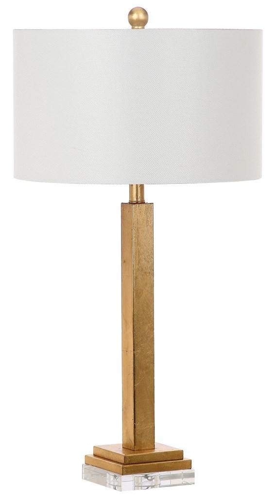 Safavieh Perri Farmhouse Table Lamp Set of 2, 30-Inch, Gold/Crystal Base, LED Bulbs Included, Model LIT4378A-SET2