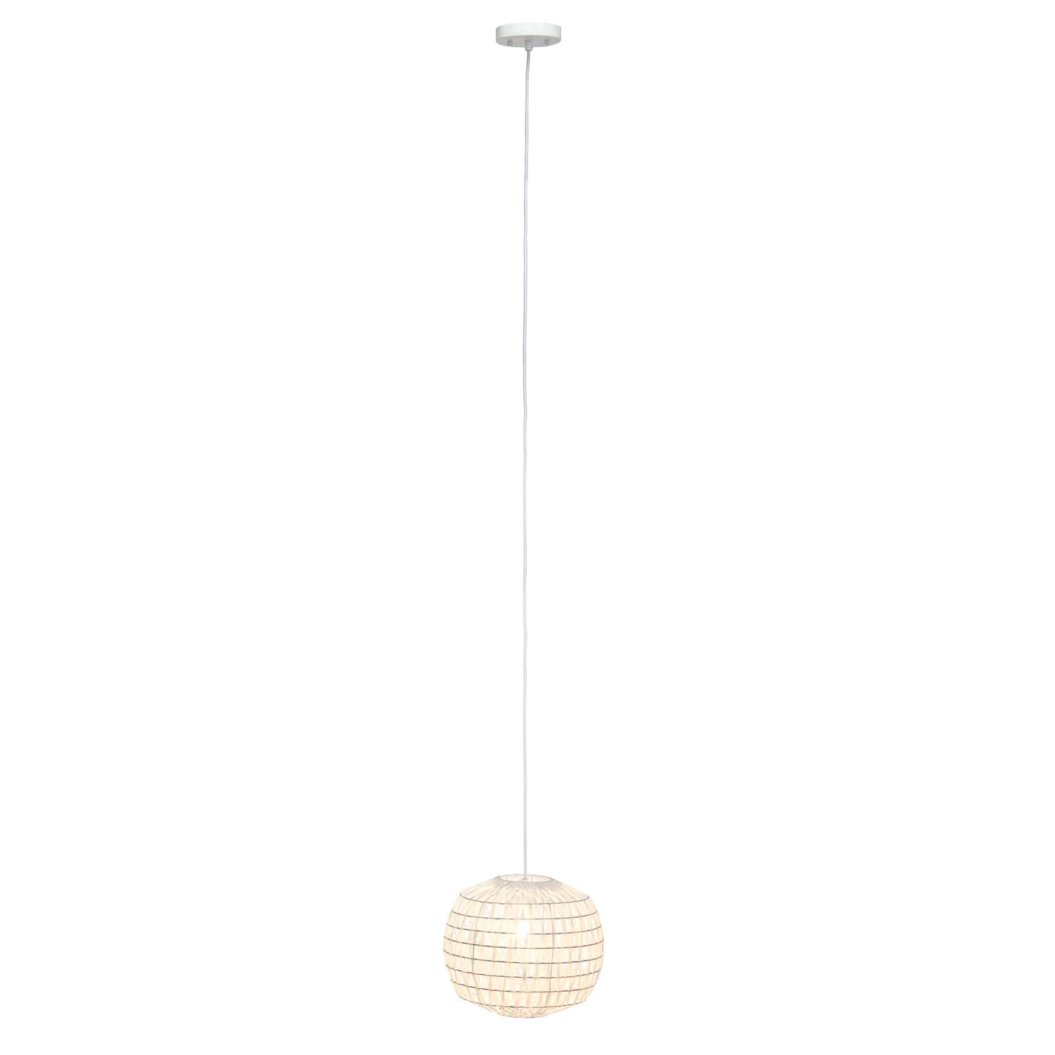Lalia Home 1-Light Pendant, Bohemian Coastal Style, 11.37in Size, White Paper Shade, Model 1270-LHP-3008-WH