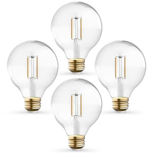 Kor 4 Pack 4.5W (40W Equivalent) Clear G25 Globe Led Light Bulbs 2700K Warm White Dimmable Filament Vintage Led Globe E26 Base D