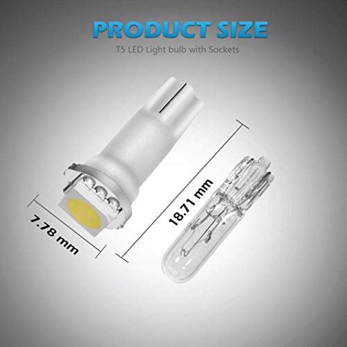 Jtech 10 X T5, 5050 Smd Led White Instrument Panel Dash Light Bulb 74 17 18 37 70 2721