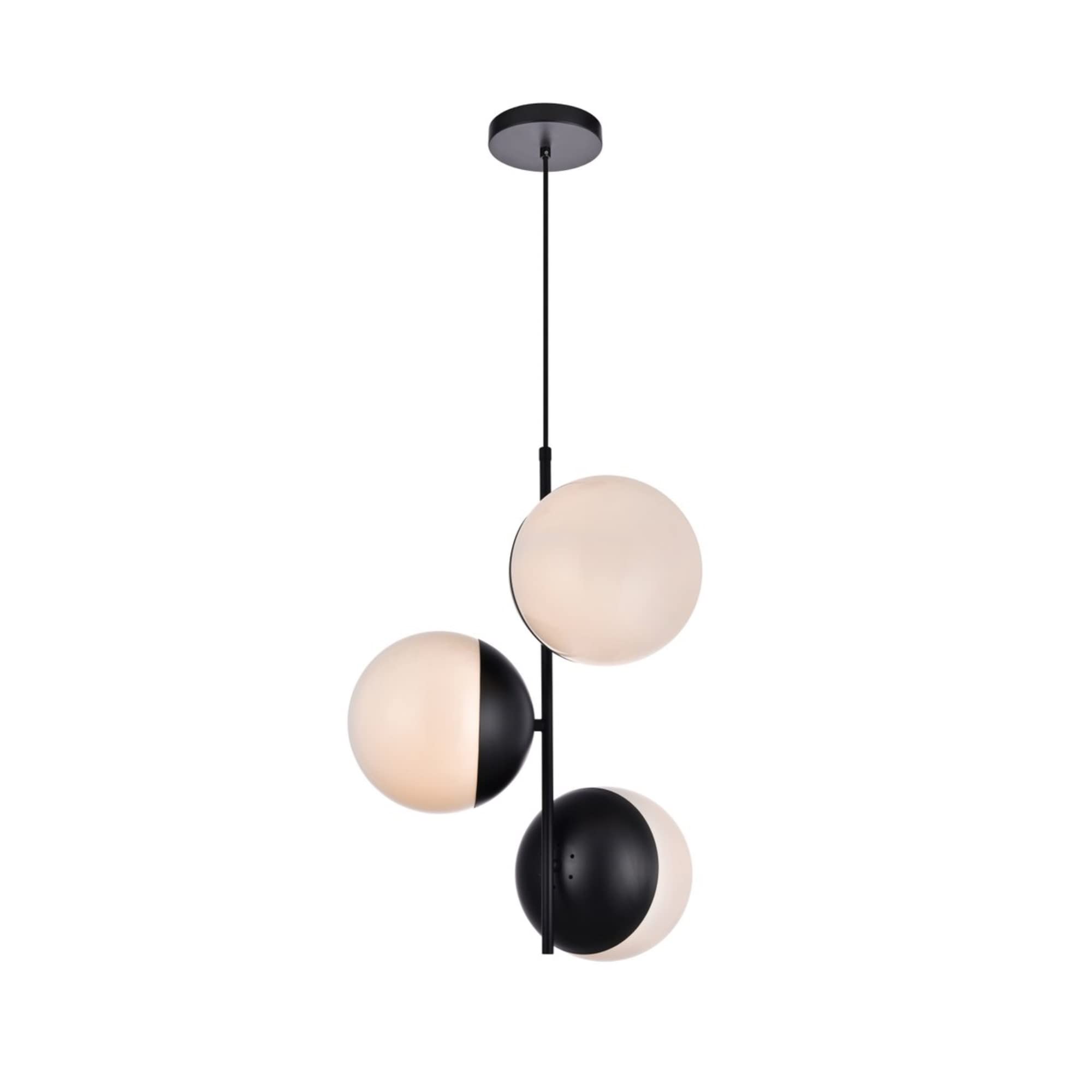 Living District Eclipse 3 Lights Black Pendant With Frosted White Glass