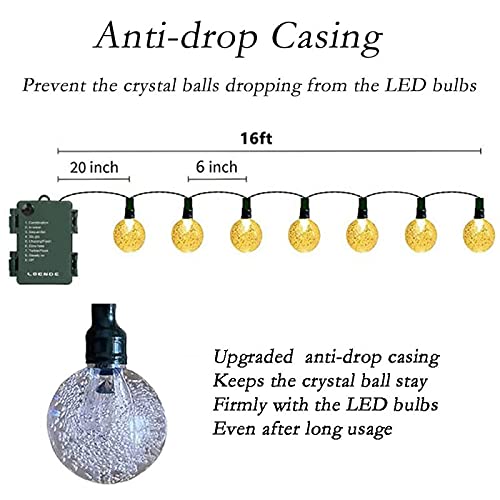 Loende 16Ft Battery Operated String Lights, 30 Led, Waterproof, Warm White, 2 Pack, Green Wire, 8 Modes For Indoor/Outdoor Decor