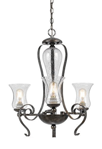 Cal Lighting Fx-3548/3 Transitional Three Light Chandelier From Metal Collection In Bronze/Dark Finish, 23.50 Inches