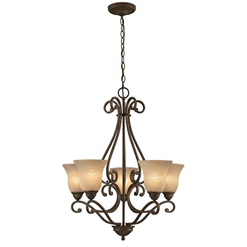 Portfolio Sale 34650 Linkhorn 27-in 5-Light Iron Stone Chandelier Chandeliers
