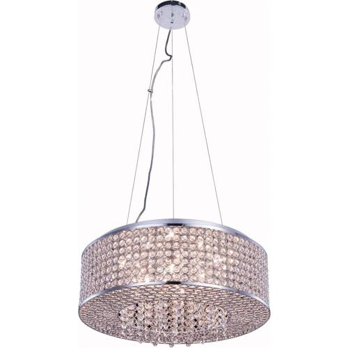 Elegant Lighting Amelie Eight Light Pendant V2914D20C/RC Silver Finish