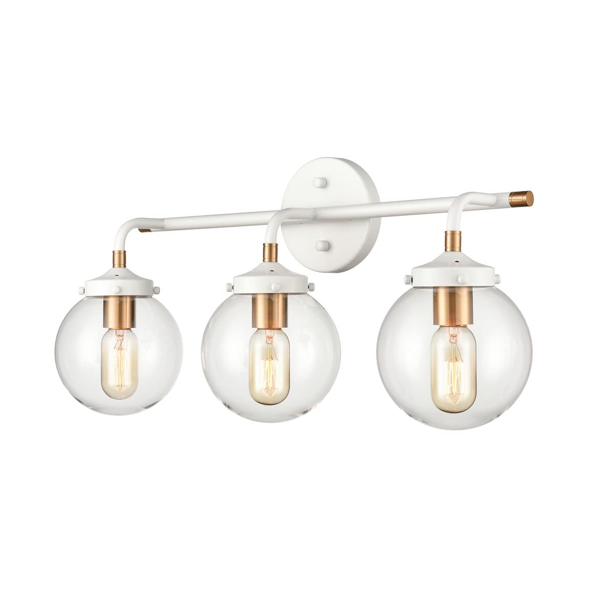 Elk Home Boudreaux 3-Light Vanity Light, Matte White Finish, Clear Glass, Modern Style