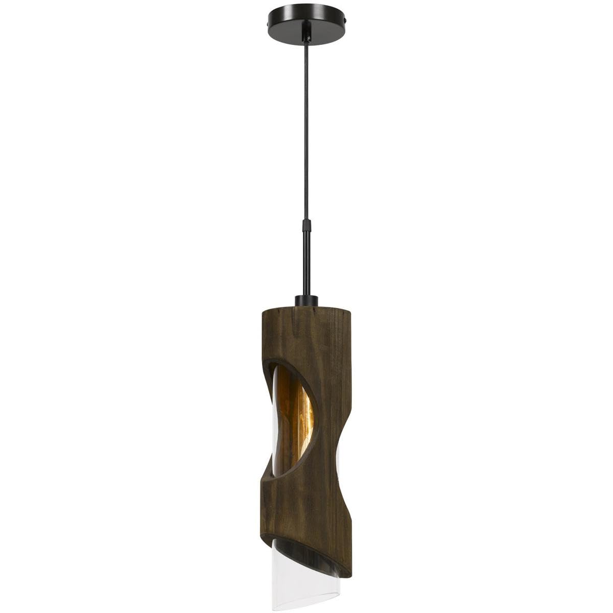 Cal Lighting FX-3669-1P Contemporary Modern One Light Pendant from Zamora Collection Smoky Wood 23.50x6.00x6.00