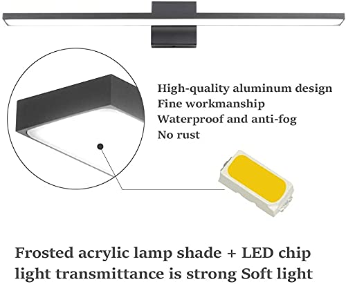 Ralbay 31.5" Dimmable Matte Black Led Bathroom Vanity Light, Color Temperature Adjustable