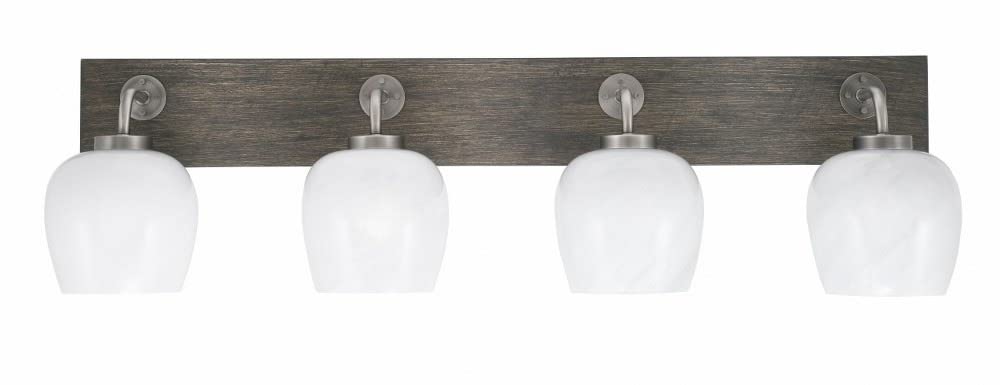 Toltec Lighting 1774-Gpdw-4811 Oxbridge - 4 Light Bath Bar-9.75 Inches Tall And 36.5 Inches Length, Finish Color: Graphite/Painted Distressed Wood-Look Metal, Glass Color: White Marble