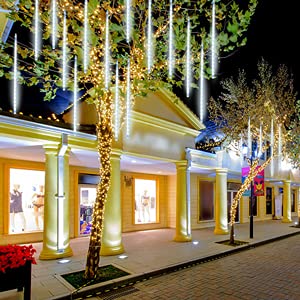 Jjgoo ?2 Pack? Christmas Lights Meteor Shower Rain Lights 20Inch  Totally 20 Tube 720 Leds Icicle Light Outdoor Raindrop Light For Xmas Halloween Wedding Party Tree Holiday Decoration  White