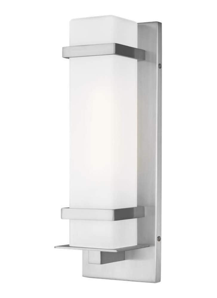 Sea Gull Lighting Outdoor Wall Lantern, Small One-Light, Satin Aluminum, Model 8520701-04