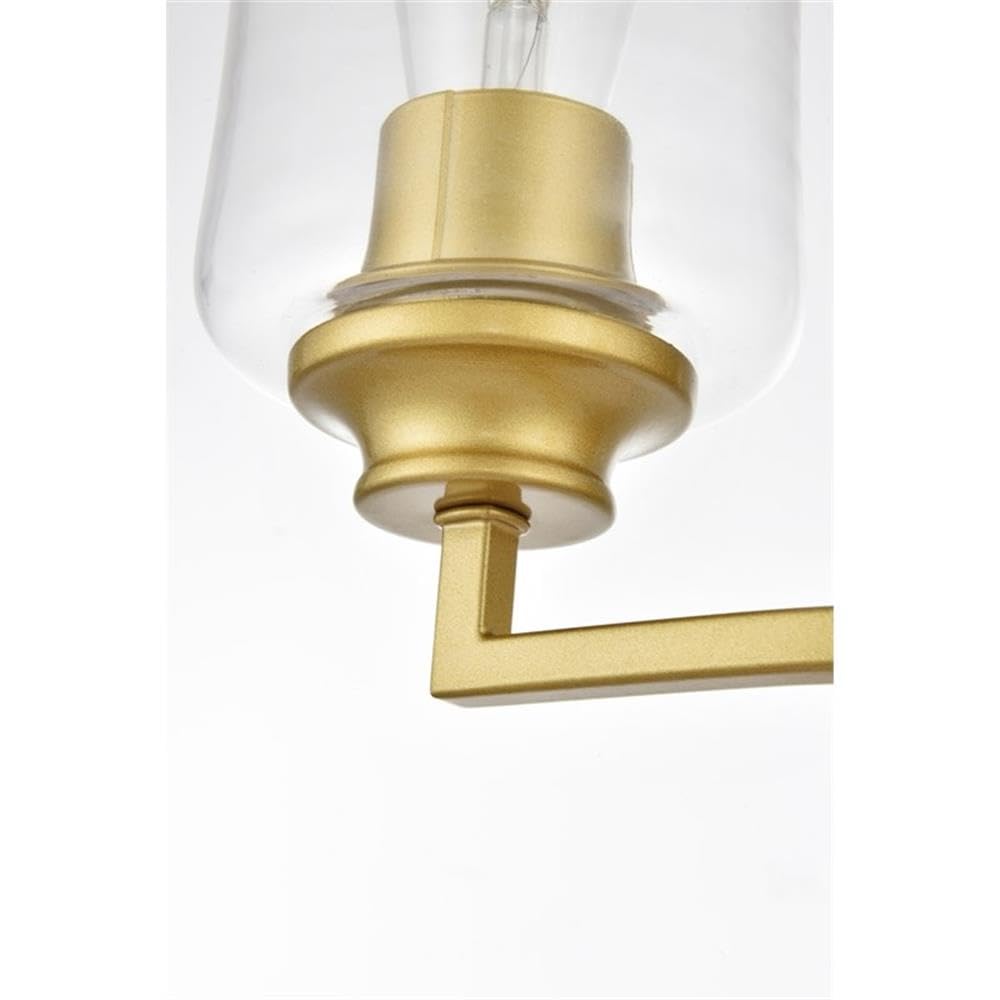 Living District Ronnie 2-Light Iron & Glass Bath Sconce in Brass/Clear