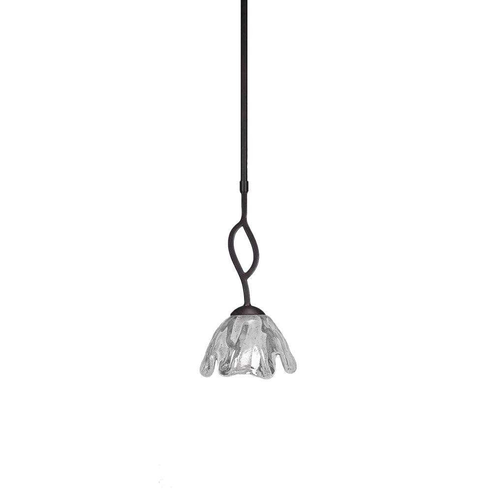 Toltec Lighting 240-Dg-729 Revo 1 Light Mini Pendant With 5.5&quot; Fluted Italian Ice Glass, Dark Granite Finish