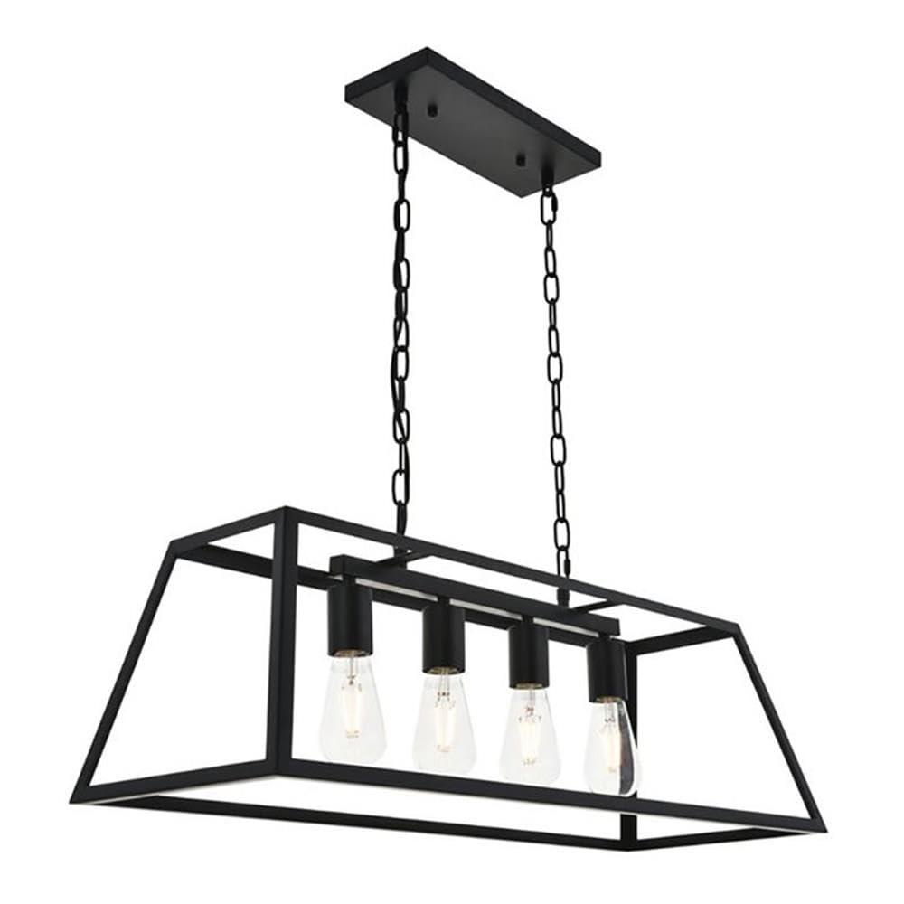 Elegant Lighting Living District Resolute 4-Light Mid-Century Metal Pendant in Black
