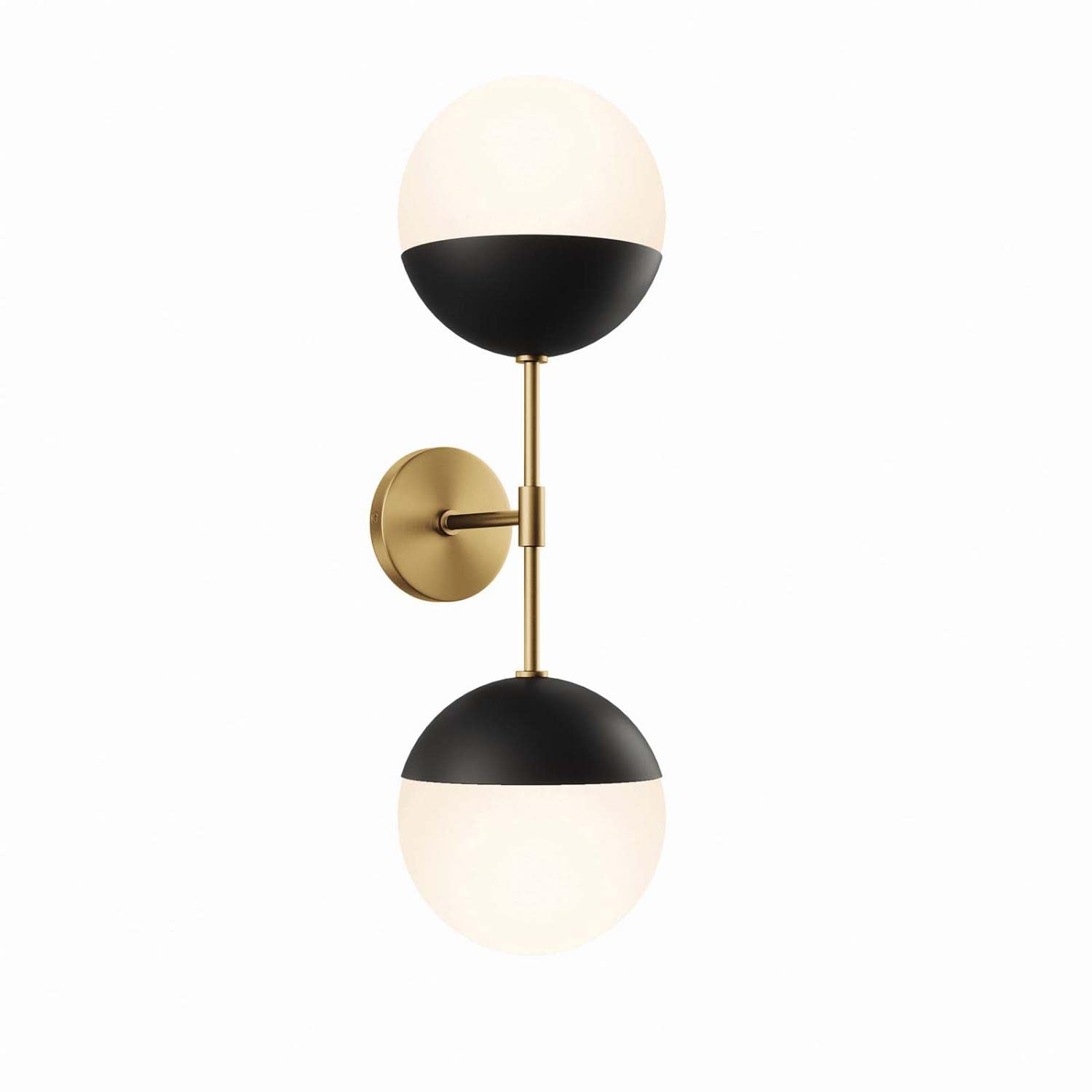 Modway Stellar 2-Light Wall Sconce In Opal Satin Brass Brown, 7 X 8 X 23