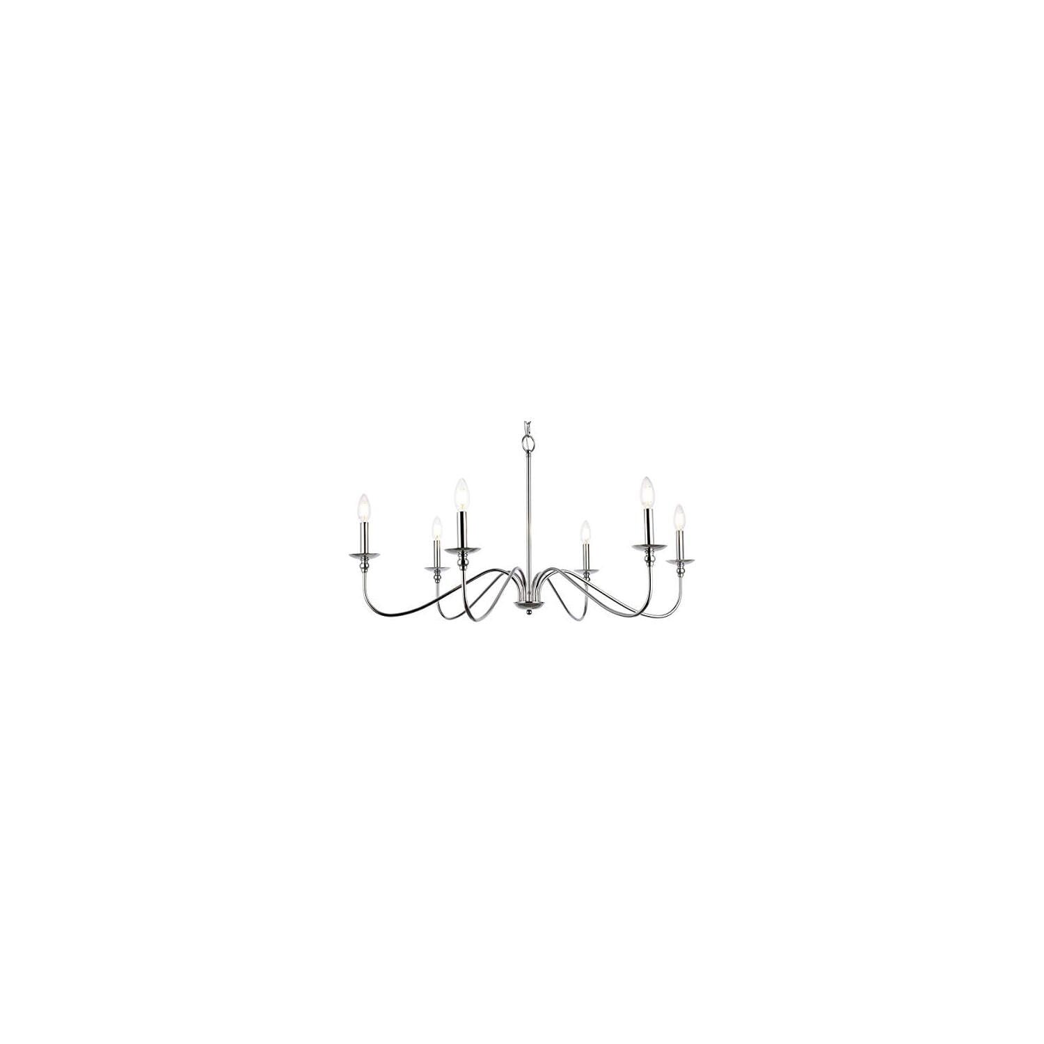 Living District Rohan 6-Light Mid-Century Metal Chandelier In Polished Nickel