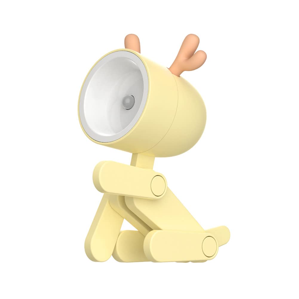 SpassLeben Cute Night Light, Mini LED Desk Lamp, Deer Yellow, ABS Material, Ideal for Kids Room, Decorative Nightstand Lamp