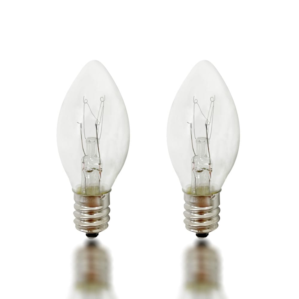 Huazhqing 25 Pack 120V 5W Incandescent C7 Replacement Bulbs For Night Light, Clear C7 Candle Christimas Incandescent Light Bulbs