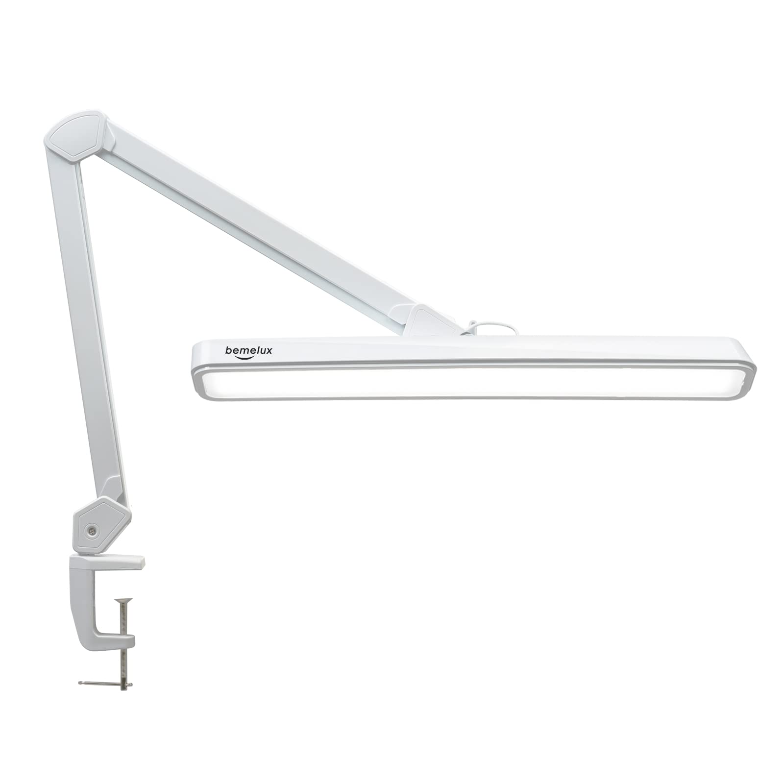Bemelux LED Architect Desk Lamp with Clamp  Metal Swing Arm 2000 Lumens Dimming Office Table Lamp for Task Work Drafting Reading Desktop  234 LEDs 24W  5 Color Temperatures Workbench Lamp(White 24CCT)