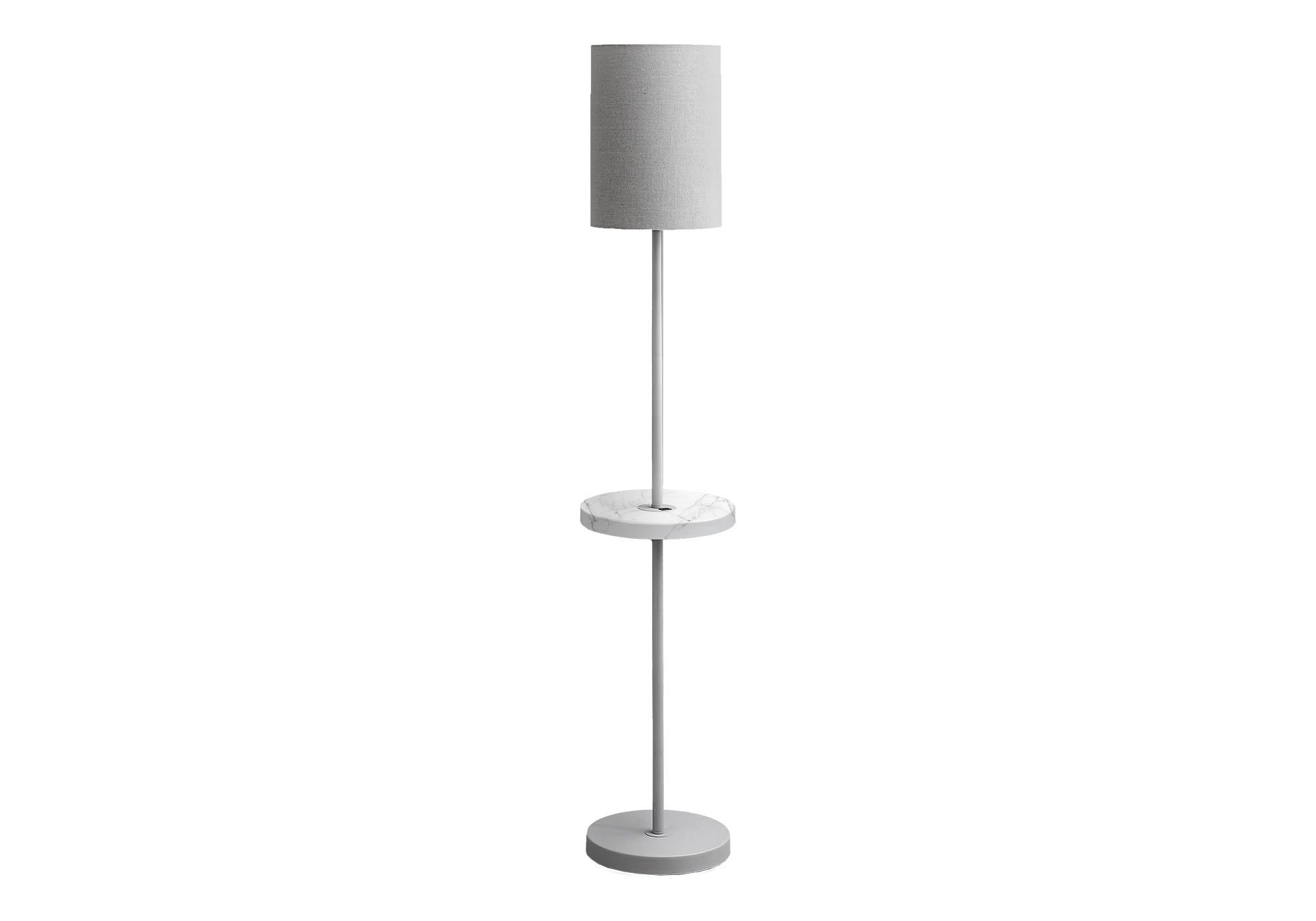 Monarch Specialties Floor Lamp I 9692, 62inH, USB Port, Grey Metal, White Marble, Contemporary Design