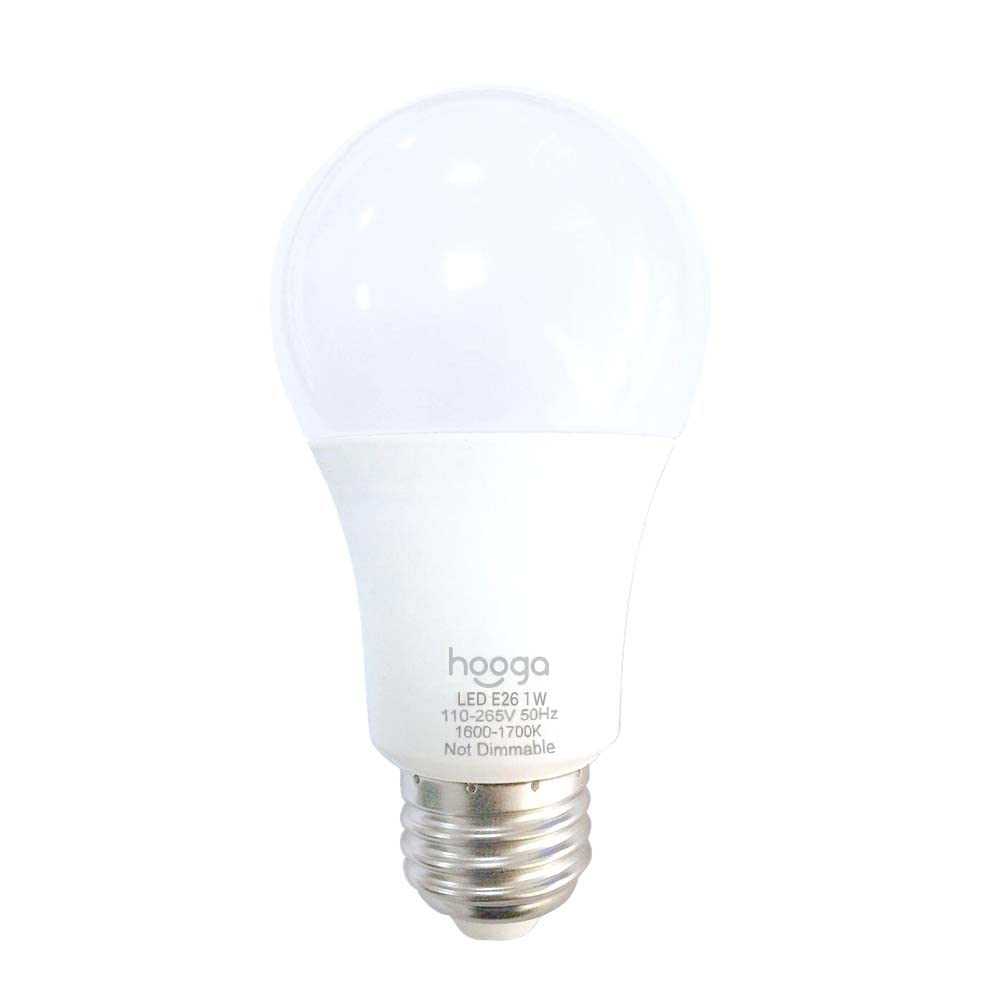 hooga Sleep Light Bulb - Blue Light Blocking Amber Night Light, 1W LED, 1600K Sleep Aid, Model hoogalite_04_1w_single