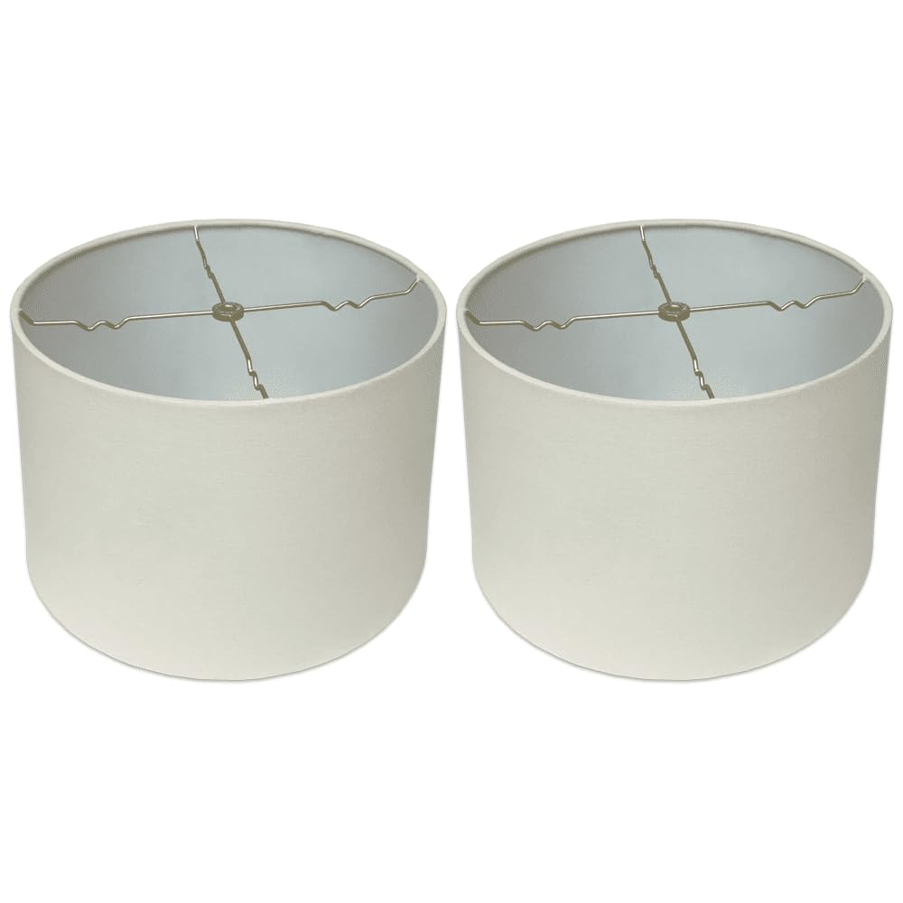 Royal Designs, Inc. Shallow Drum Lamp Shade, HB-610-14LNEG-2, 13 x 14 x 9, Linen Eggshell, 2 Pack