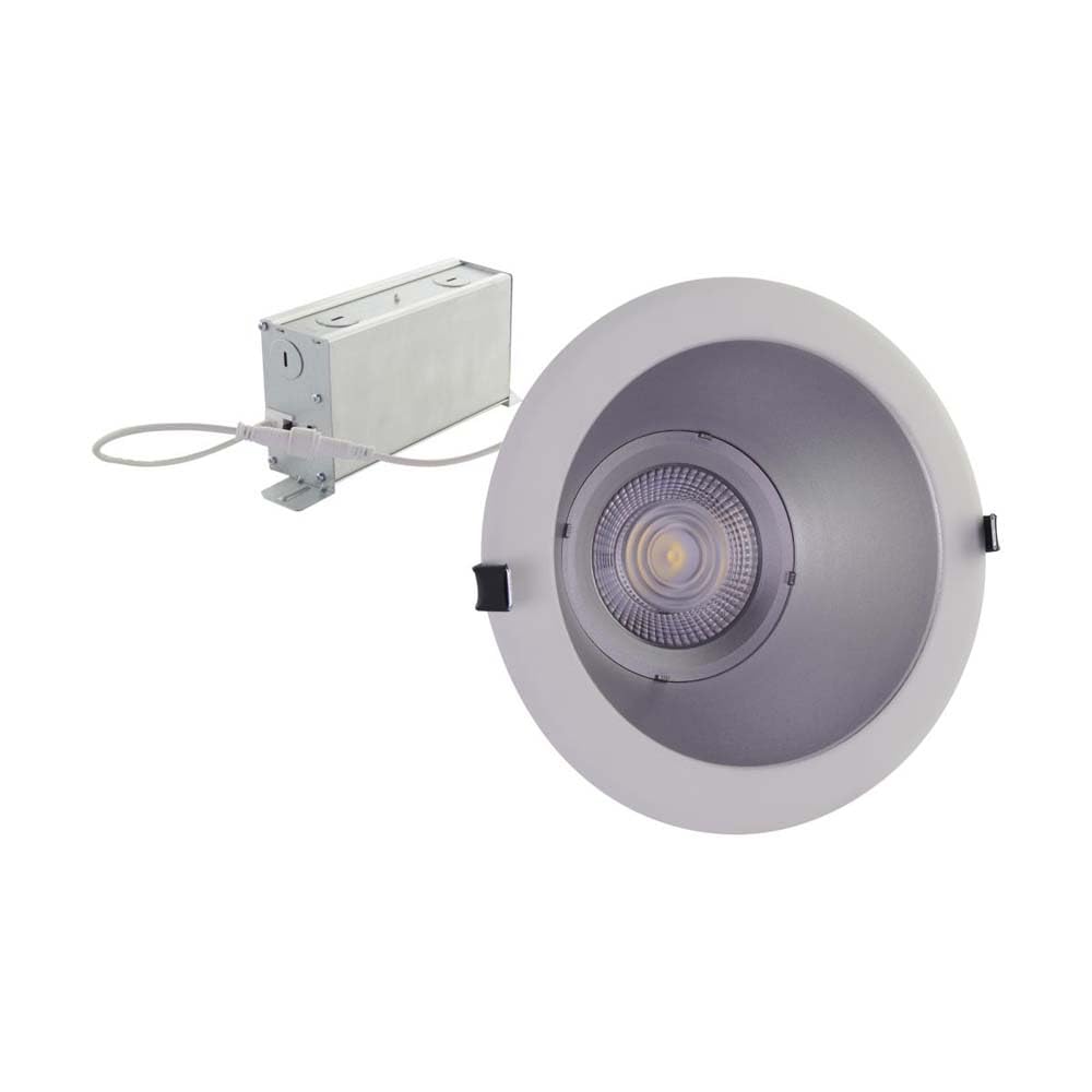 Satco S11814 Cct And Wattage Selectable Led Commercial Recessed Downlight, 4 Inches, Silver