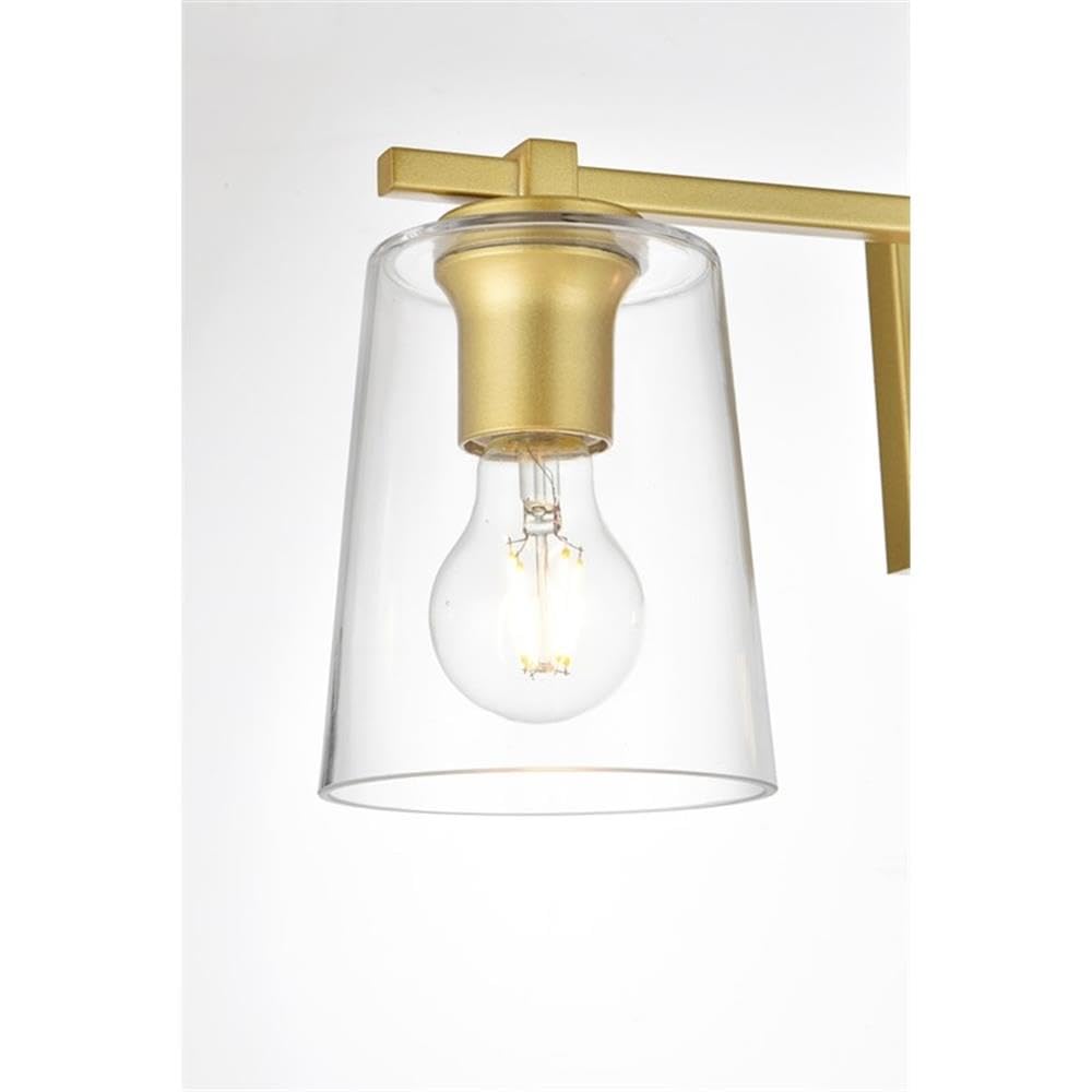 Living District Kacey 3-Light Iron & Glass Bath Sconce in Brass/Clear