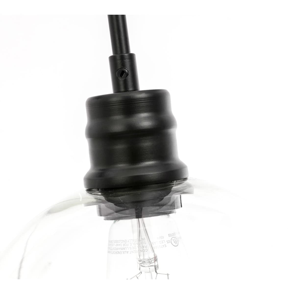 Living District Emett 1-Light Metal Pendant in Black and Clear Glass