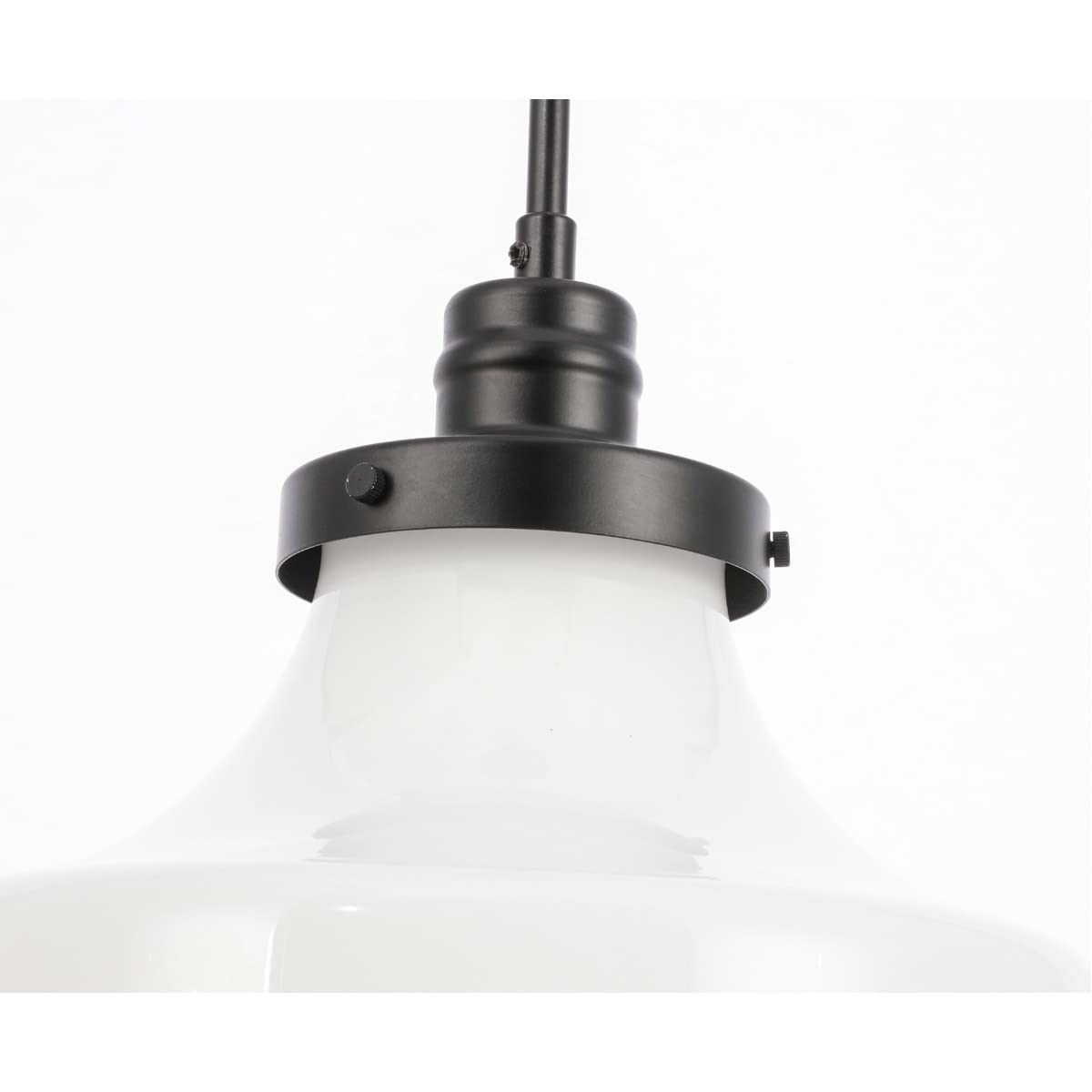 Living District Lyle 1-Light Metal Pendant in Black and Frosted White Glass