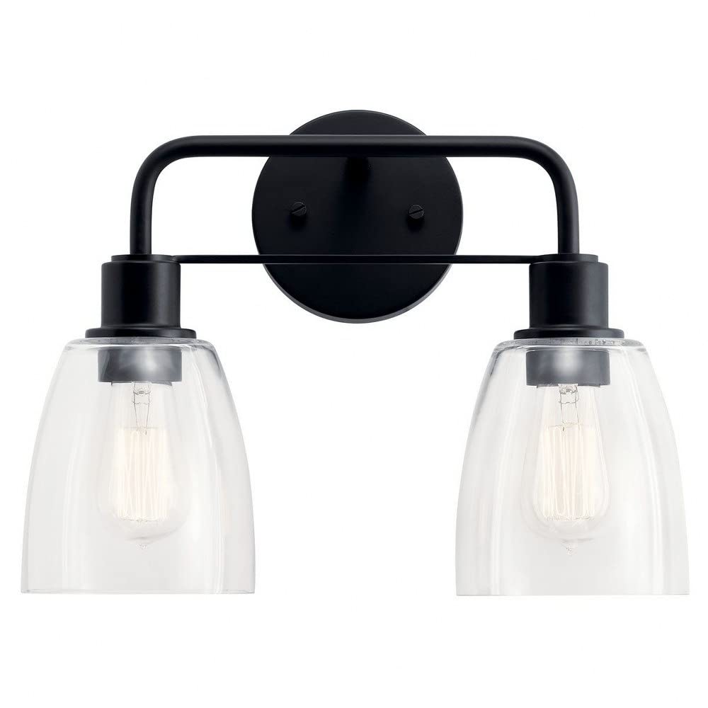 Kichler Meller 15 Inch 2 Light Vanity Light With Clear Glass In Black