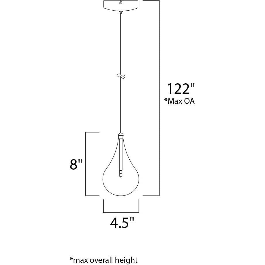 Et2 E23111-18 Larmes One-Light Dimmable Adjustable Height Pendant - Polished Chrome Finish I 2900K I Steel Frame With Clear Glass I Modern Contemporary Indoor Light Fixture I