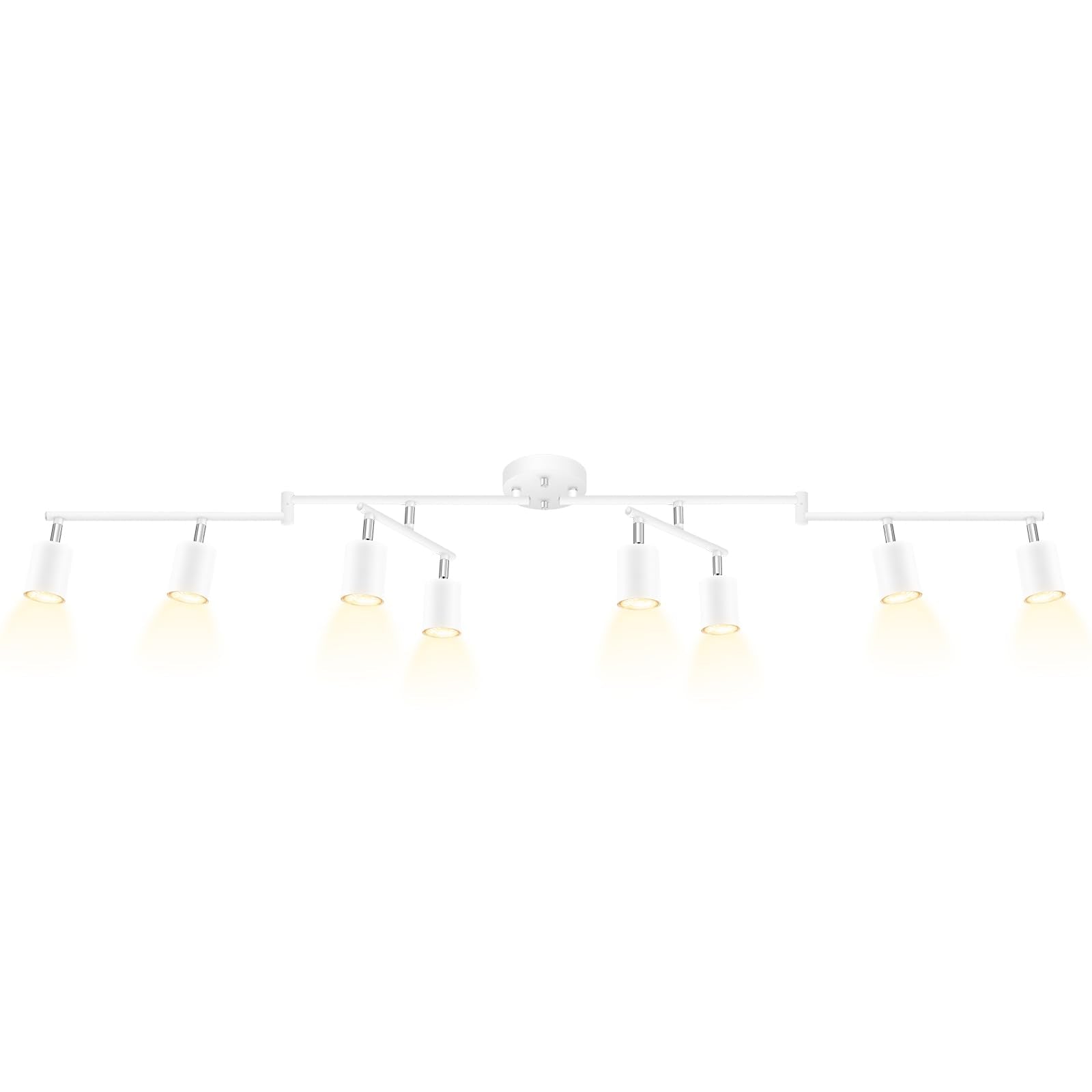 BoostArea LED 8 Light Track Lighting Kit, White 8 Way Ceiling Spot Lighting, Flexibly Rotatable Light Head for Kitchen, Living R