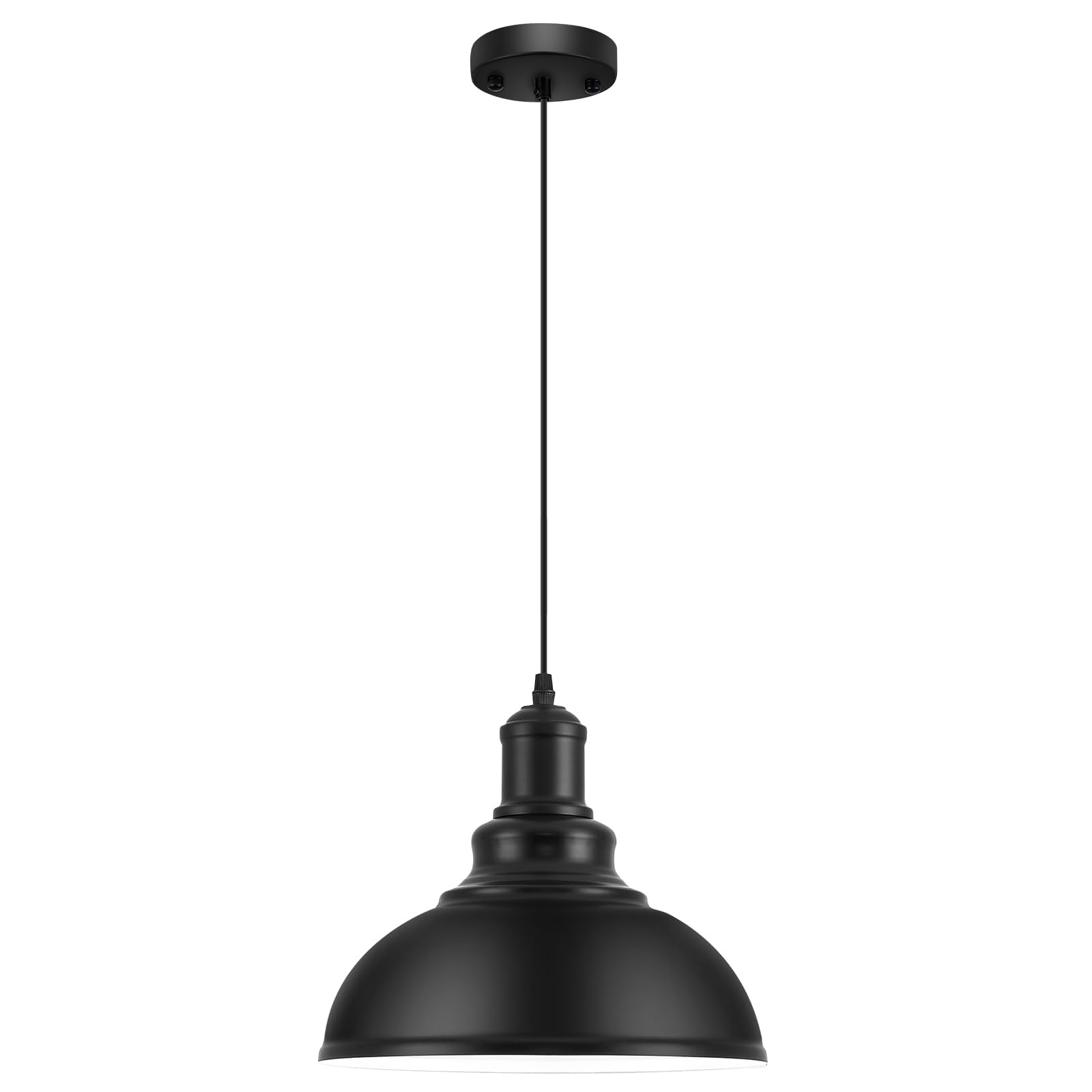 MgLoyht Pendant Light, Matte Black Industrial Lamp, Metal Shade, 1 Pack, Farmhouse Style for Kitchen, Dining Room, Bedroom
