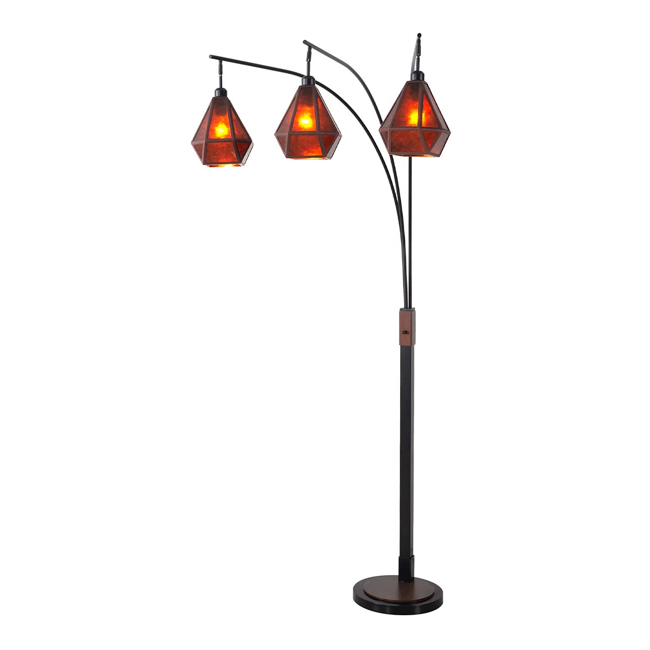 NOVA of California Artifact Natural Mica 3 Light Arc Floor Lamp - 86, Expresso Bronze, Dimmer Switch