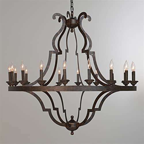 Kosas Home Seville 18-Light Wood And Iron Chandelier In Antique Gold